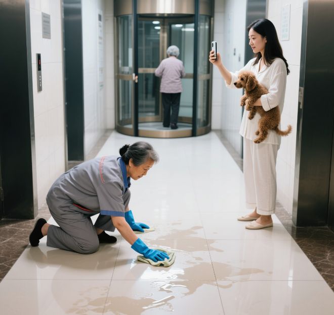 完美体育网站业主嫌保洁阿姨拖地有水渍让重拖阿姨默默照做一个月后集体辞职(图1)
